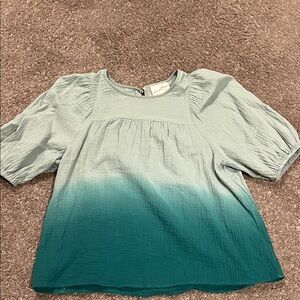 Universal Thread Ombre Puff Sleeve Blouse Green White